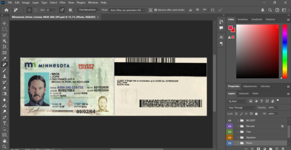 Minnesota driver license psd Template v3