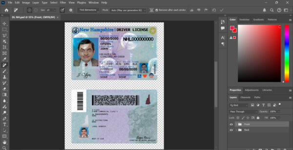 New Hampshire driver license PSD Template (version2)