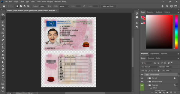 Poland Driver License PSD Template