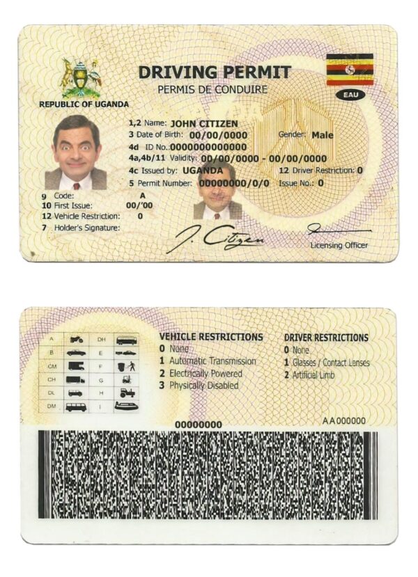 Uganda Driver License PSD Template