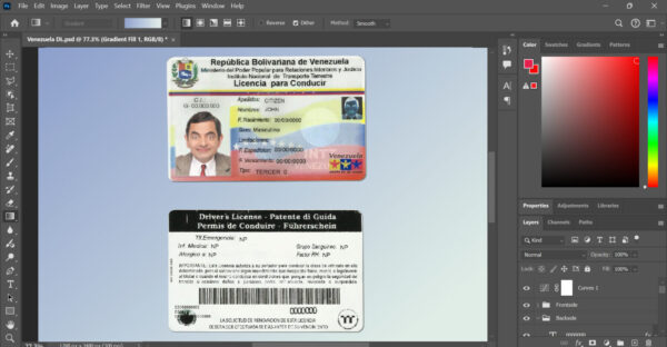 Venezuela Driver License PSD Template
